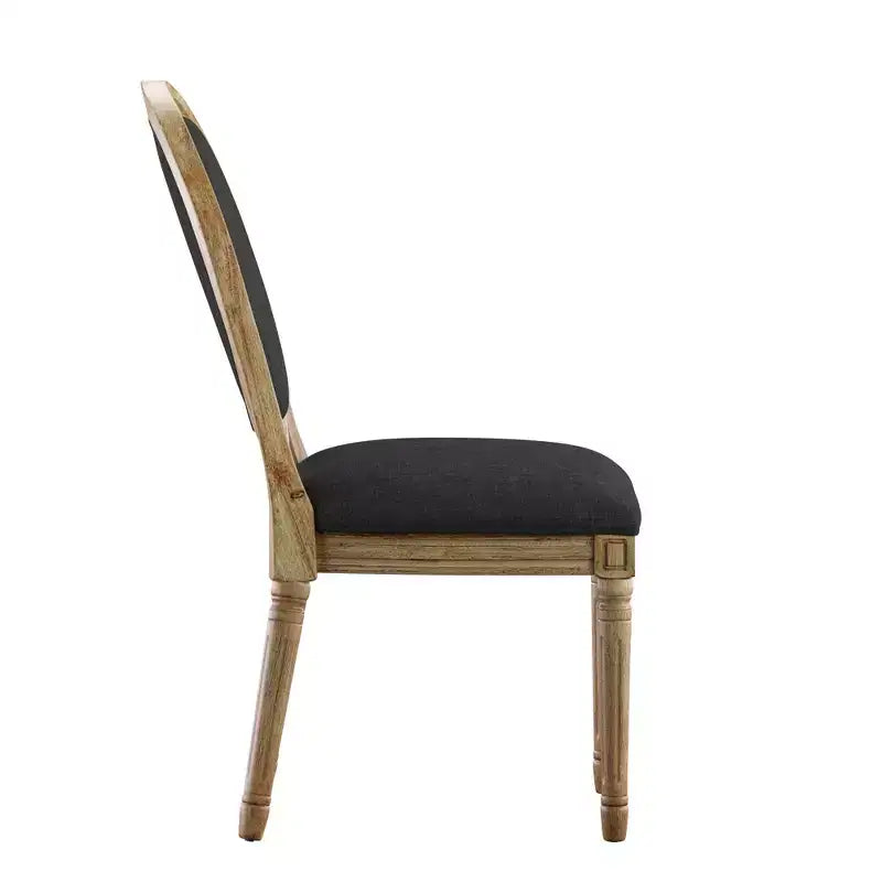 Chaises de salle à manger rondes en lin et en bois