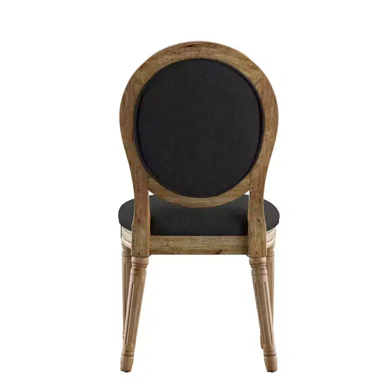 Chaises de salle à manger rondes en lin et en bois