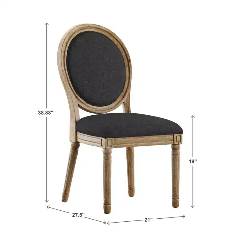 Chaises de salle à manger rondes en lin et en bois