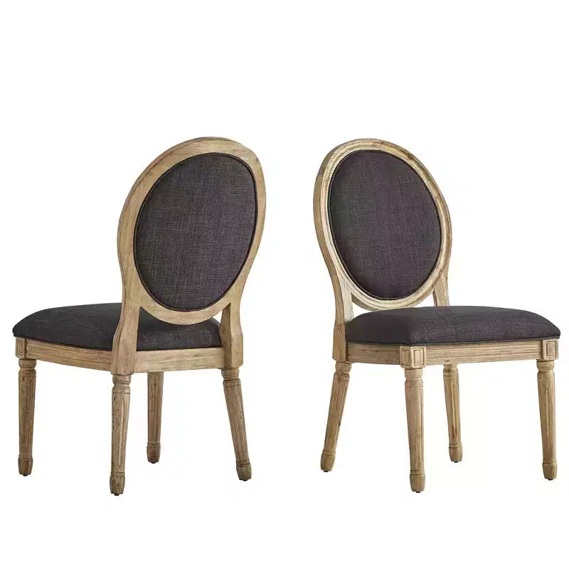 Aramis Round Linen and Wood Dining Chairs (Set of 2) - iNSPIREQ