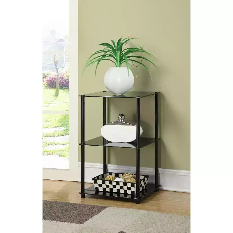HomeStock Rectangle Glass Table Top End Table 1 -piece