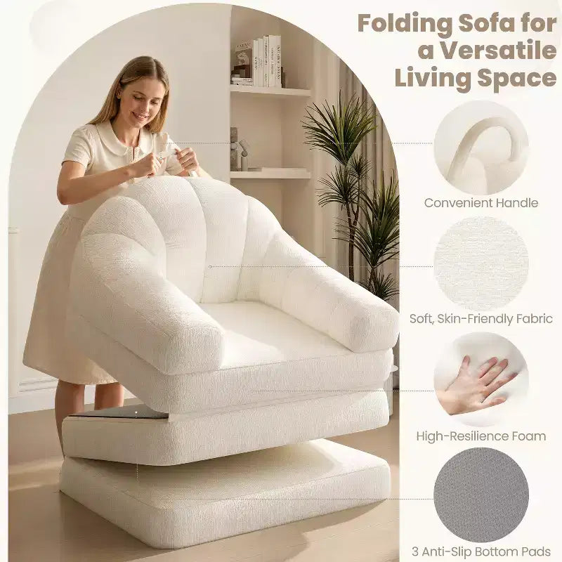 Canapé-lit pliant 2-en-1, fauteuil-lit pliable pour salon, chambre à coucher