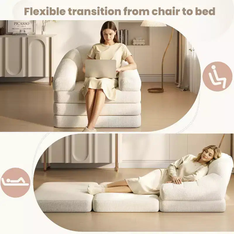 Canapé-lit pliant 2-en-1, fauteuil-lit pliable pour salon, chambre à coucher