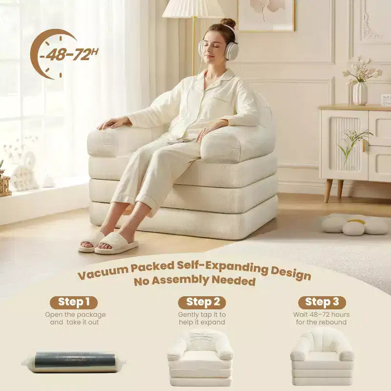 Canapé-lit pliant 2-en-1, fauteuil-lit pliable pour salon, chambre à coucher