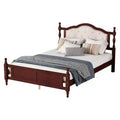 Sailvan Queen Pine Wood Platform Bed with Upholstered Headboard and Panel Footboard