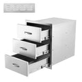 3-Tier Outdoor Kitchen Drawers Stainless Steel BBQ Drawer, 14 W x 23D x 21H, Enclosed Box Frame Style Flush Mount w/ Handle
