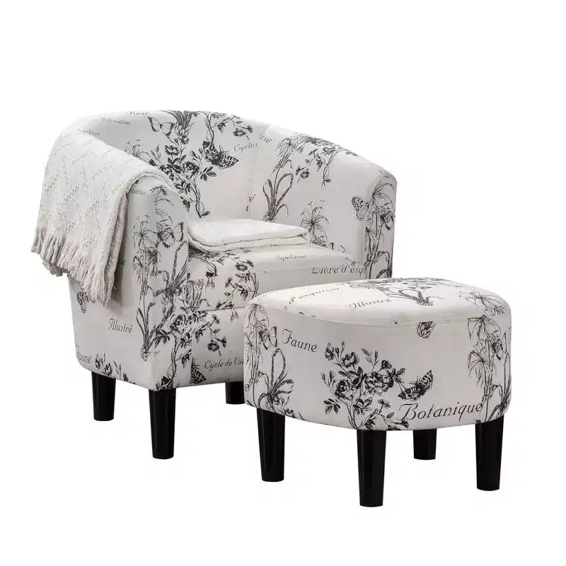 Fauteuil d'appoint avec pouf