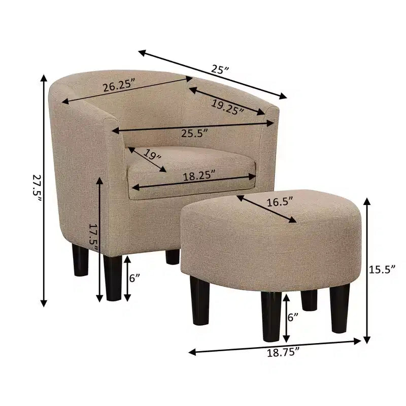 Fauteuil d'appoint avec pouf