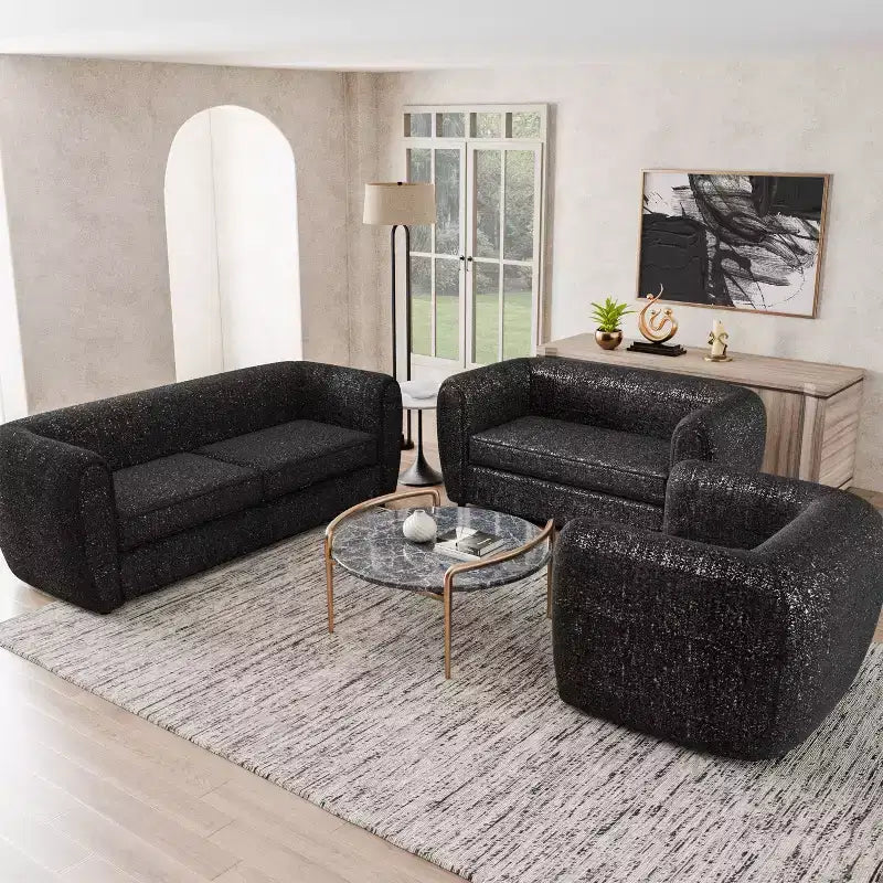 Fauteuil d'appoint profond contemporain en tissu bouclé