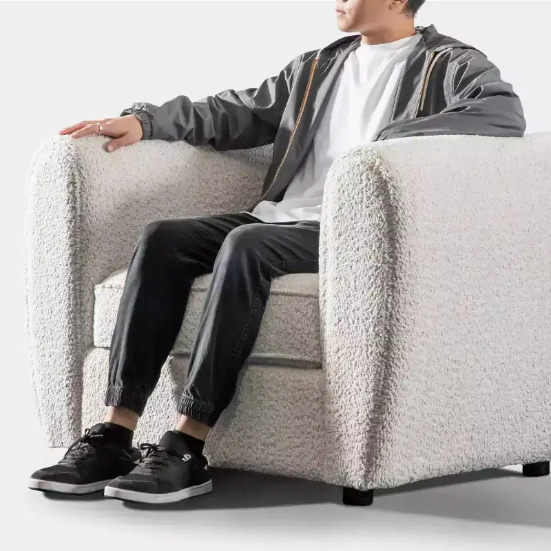 Fauteuil d'appoint profond contemporain en tissu bouclé