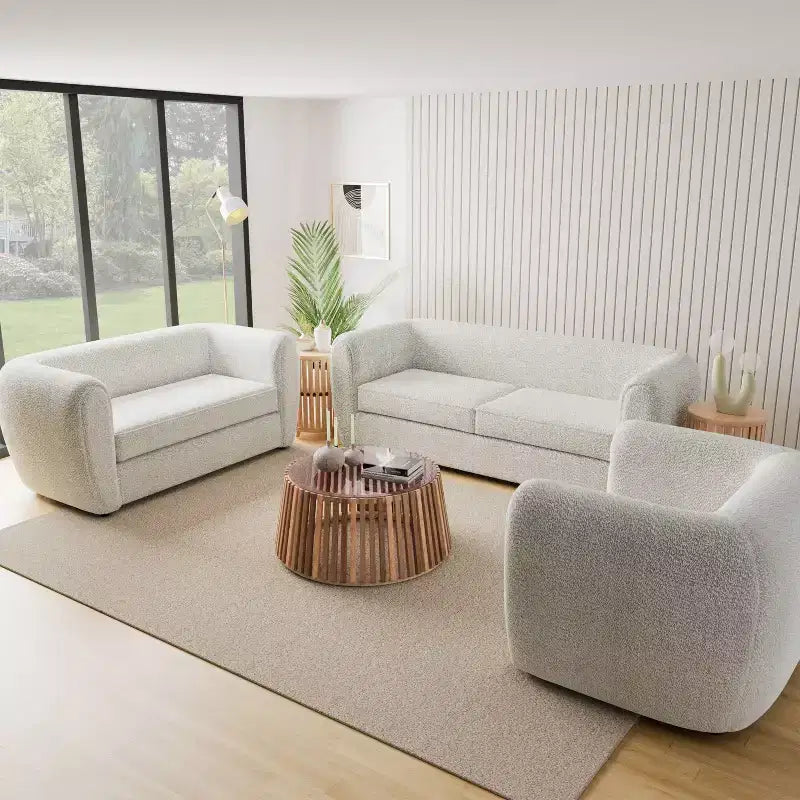 Fauteuil d'appoint profond contemporain en tissu bouclé