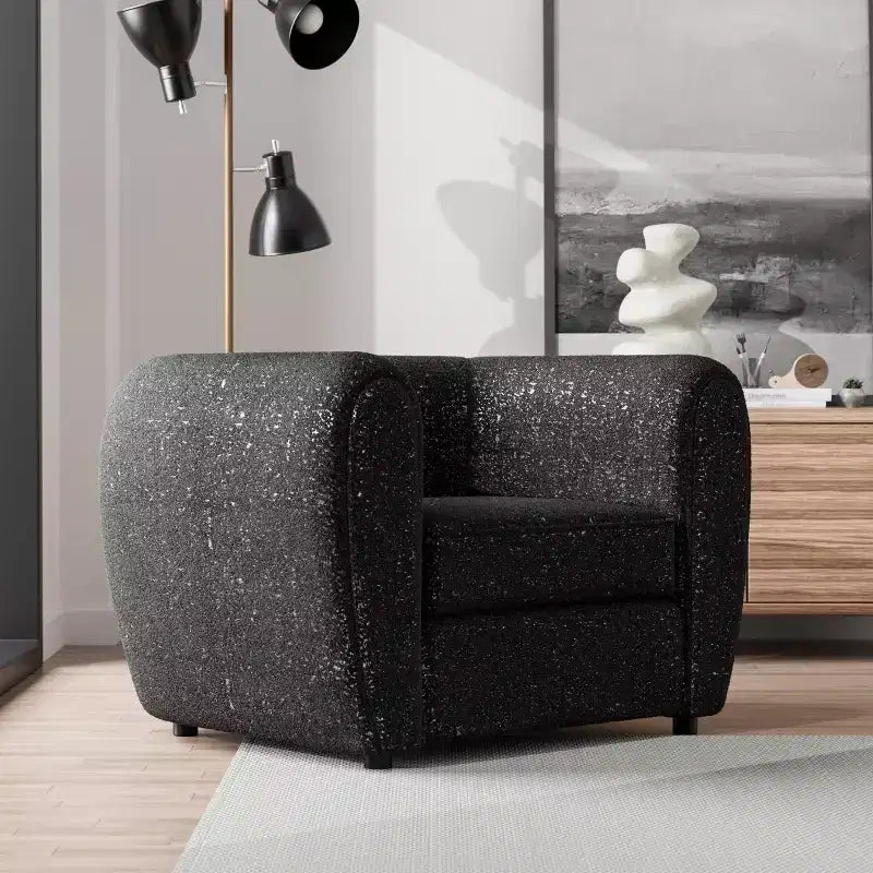 HOMES: Inside + Out Sunhaven Contemporary Boucle Fabric Deep Barrel Accent Armchair