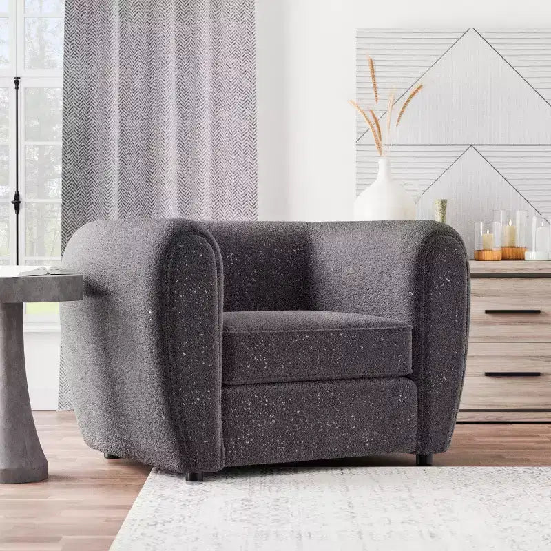 Fauteuil d'appoint profond contemporain en tissu bouclé