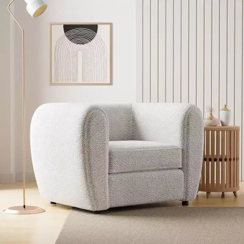 Fauteuil d'appoint profond contemporain en tissu bouclé